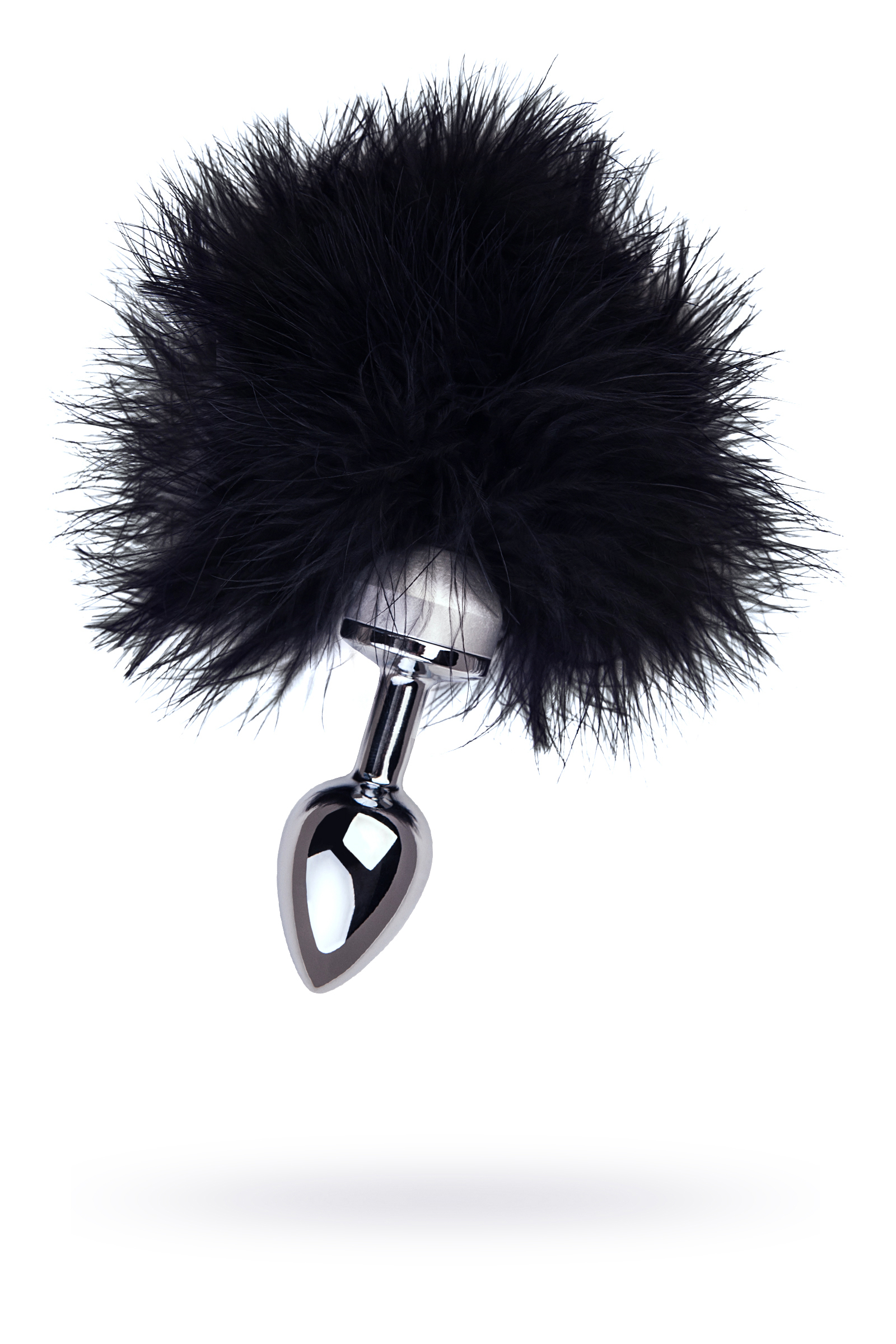 Анальная втулка TOYFA Metall, металл, серебристая, с черной опушкой, 6 см, Ø 2,9 см