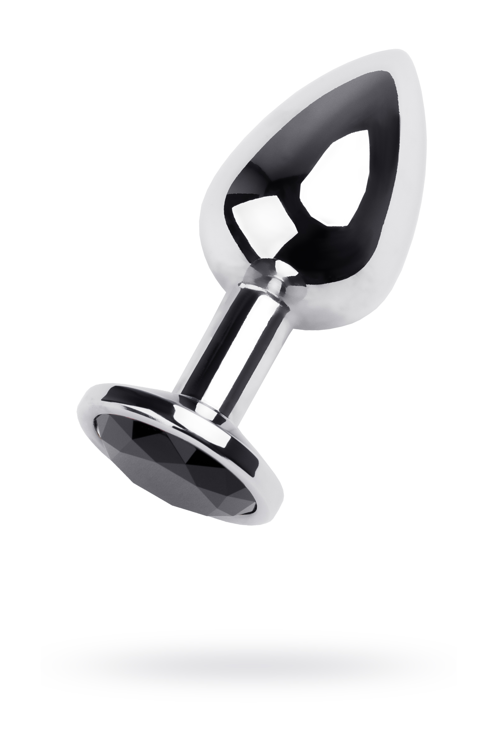 Анальная втулка с кристаллом TOYFA Metall, серебристо-черная, 9,5 см , Ø 4 СМ, 150 Г