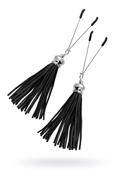 Зажимы на соски «вилки» с кисточками из замши Pecado BDSM ,Черные