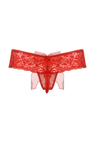 Шортики с бантиком открытые кружевные, красные, M/L