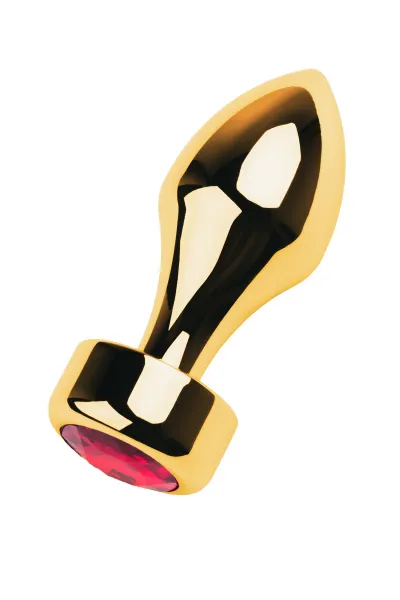 Анальная втулка TOYFA Metal,  с кристаллом цвета рубин+турмалин