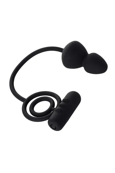 Анальная пробка с дополнительной стимуляцией EROTIST, силикон, черная, 6.5 см