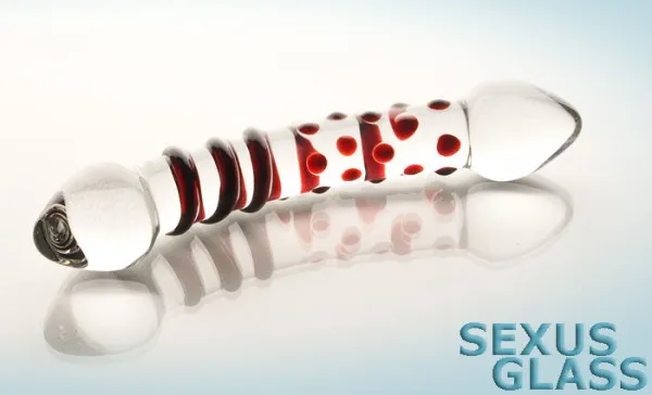 Двусторонний фаллоимитатор Sexus Glass, стекло, прозрачный, 21 см