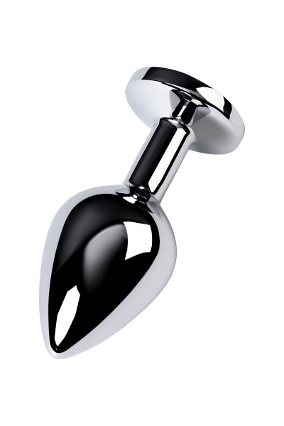 Анальная втулка  TOYFA Metall, металл, серебряная, с голубым кристаллом, 8 см, Ø 3,4 см, 85 г