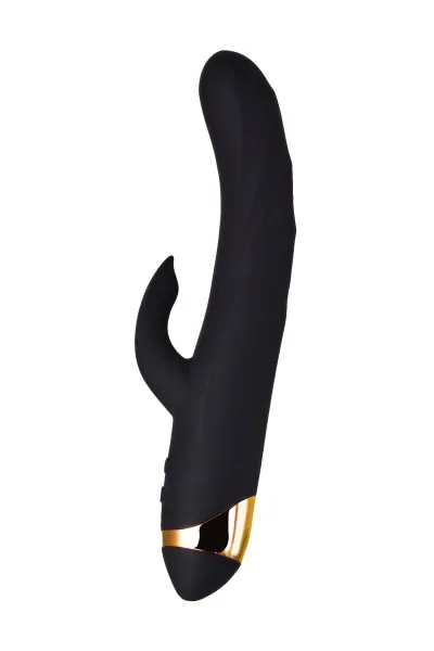 Вибратор с клиторальным  стимулятором WANAME D-SPLASH THUNDER, силикон, черный, 24,2 см