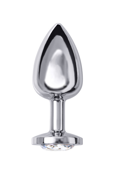 Анальная втулка  TOYFA Metall, металл, серебрянная, с белым  кристаллом, 10 см, Ø 4 см