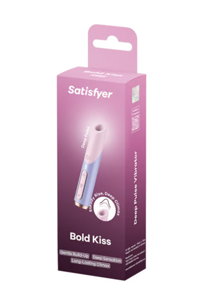 Мини-вибратор с 3D пульсацией Satisfyer Bold Kiss с USB-C зарядкой, силикон, ABS, розовый, 12,5 см