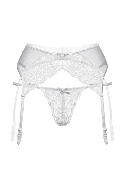 Трусы и пояс для чулок, белые, M/L