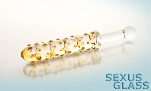 Двусторонний фаллоимитатор Sexus Glass, стекло, прозрачный, 25 см