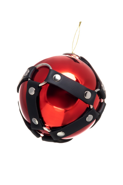 Новогодний шар с клепками Pecado BDSM, красный, 10 см