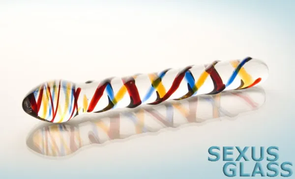 Двусторонний фаллоимитатор Sexus Glass, стекло, прозрачный, 19,5 см