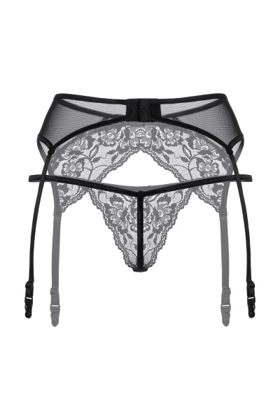 Трусы и пояс для чулок, черные, M/L