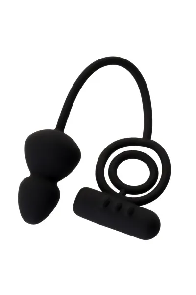 Анальная пробка с дополнительной стимуляцией EROTIST, силикон, черная, 6.5 см