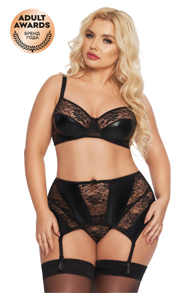 Комплект открытый SoftLine Collection Joana (бюстгальтер,  пояс с пажами для чулок и стринги)