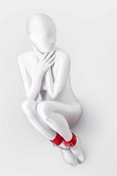 Поножи Anonymo.PU кожа, красные, 27 см