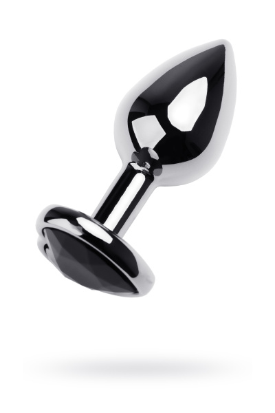 Анальная втулка  TOYFA Metall, металл, серебряная, с черным кристаллом, 7 см, Ø 2,7 см, 50 г