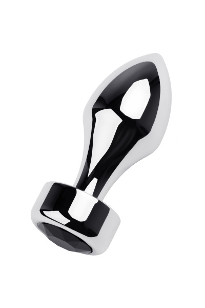 Анальная втулка TOYFA Metall, металл, серебряная с черным кристаллом, 10,8 см, Ø 4 см, 200гр