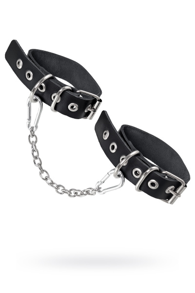 Оковы Pecado BDSM, из одного ремешка с люверсами, натуральная кожа, чёрные