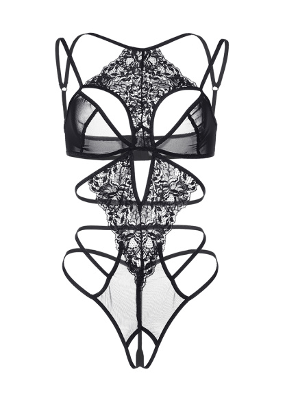 Боди эротическое Erolanta Lingerie Collection с кружевным жабо, (46-48)