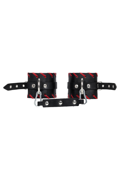 Оковы с красной окантовкой Pecado BDSM, натуральная кожа, черные