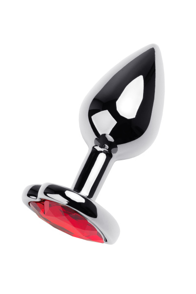 Анальная втулка TOYFA Metall, металл, серебряная с красным кристаллом, 7 см, Ø 2,7 см, 50 гр